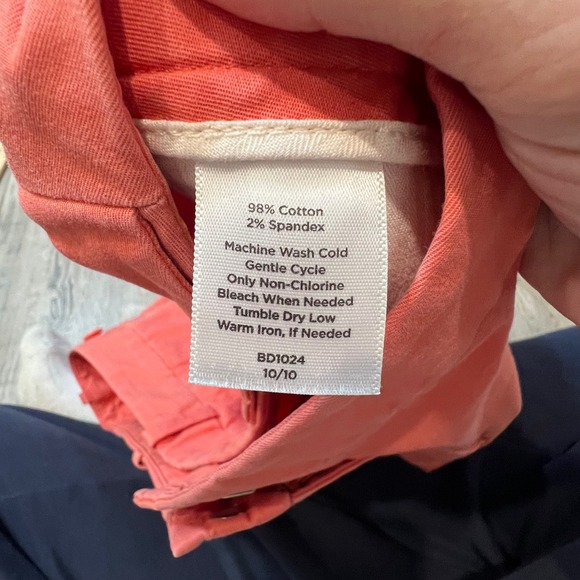 Talbots Coral Pink Chino Shorts Womens Size 10 Flat Front Button Fly Stretch - Picture 3 of 7